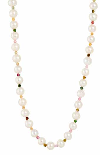 Cultured Freshwater Pearl & Tourmaline Beaded Necklace