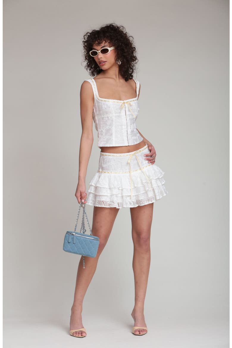 Embroidered Bustier Top, Alternate, color, WHITE