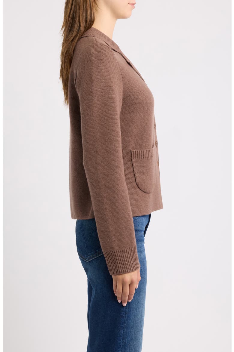 Merino Wool Blazer Cardigan, Alternate, color, HEATHER BROWN