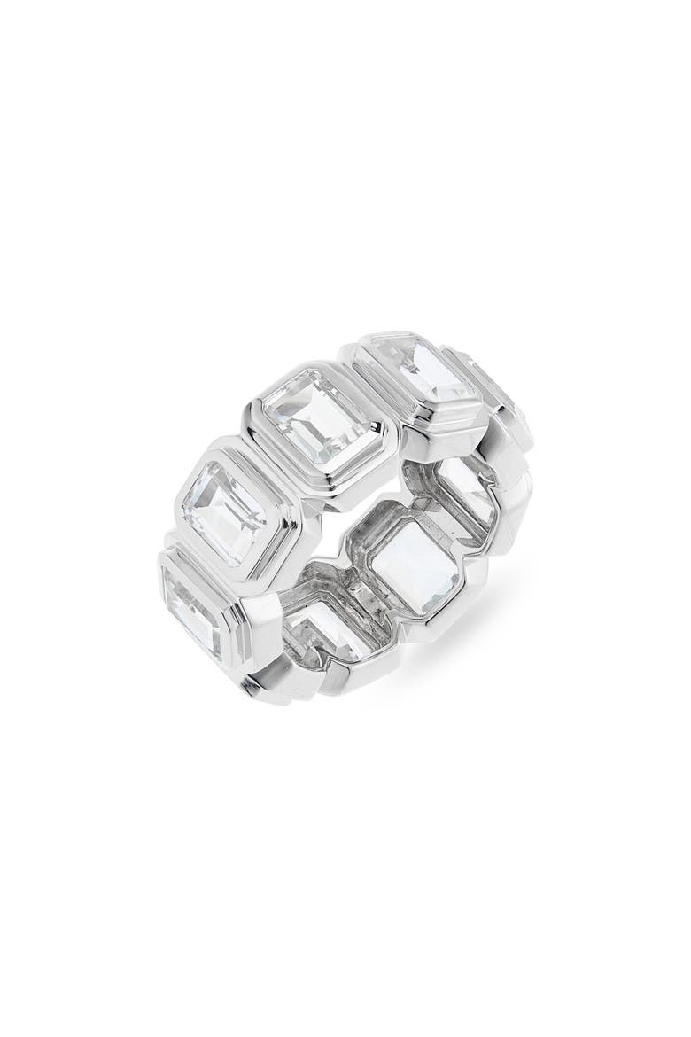 Ray of Light Quatrum Sterling Silver & White Topaz Wide Band Ring, Main, color, WHITE TOPAZ
