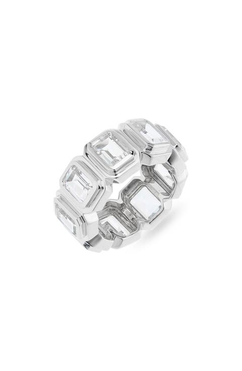 Ray of Light Quatrum Sterling Silver & White Topaz Wide Band Ring