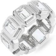 Wyld Box Ray of Light Quatrum Sterling Silver & White Topaz Wide Band Ring