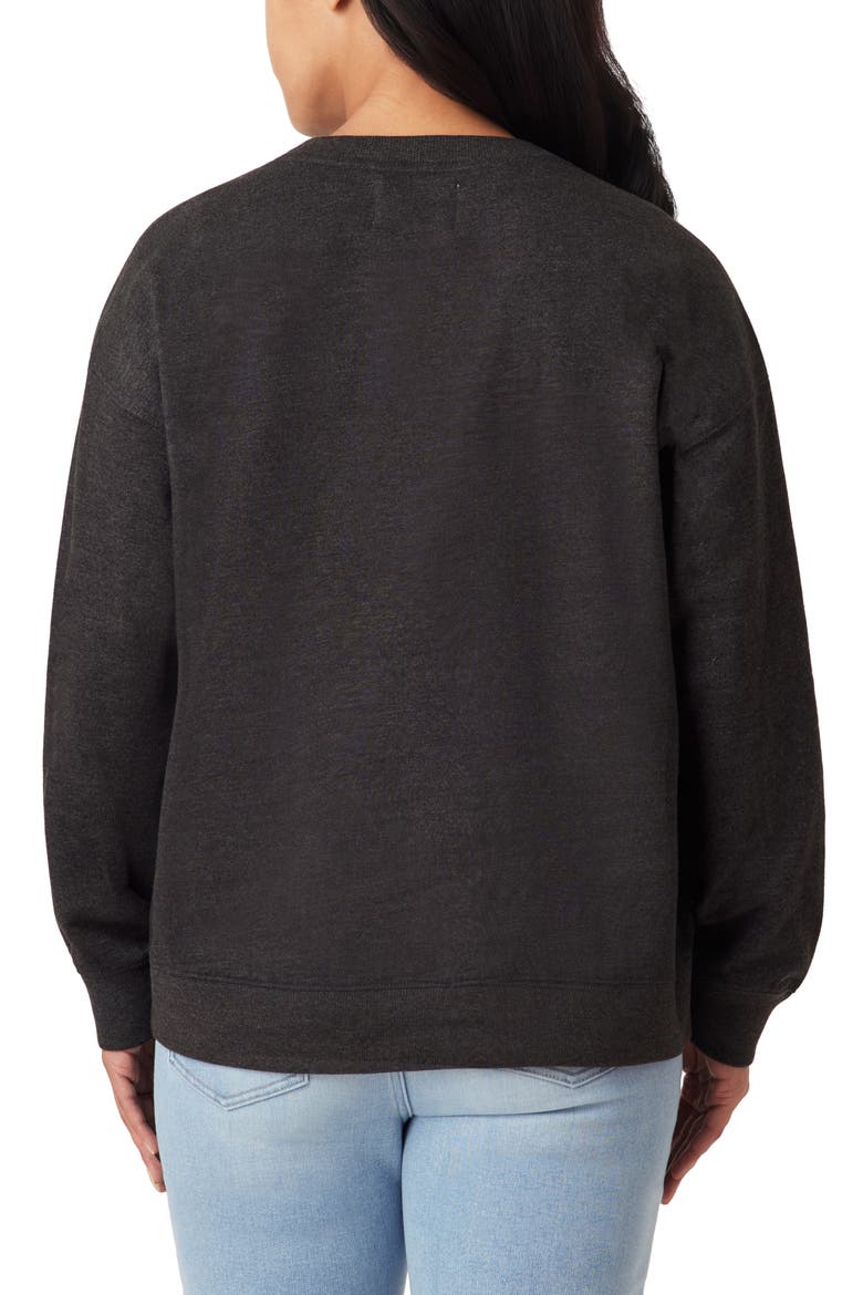 NORA Cozy Holiday Animal Embroidered Fleece Sweatshirt, Alternate, color, BLACK SAND TANGLED KITTY
