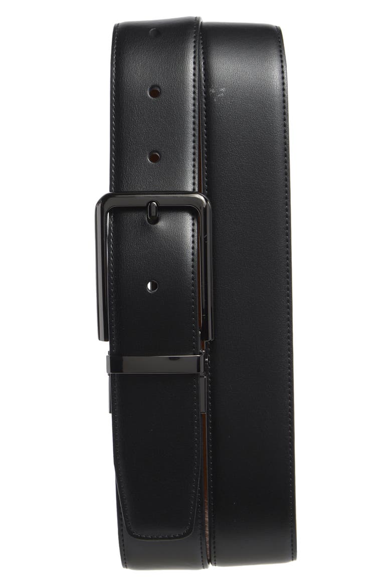 Leather Belt, Main, color, BLACK