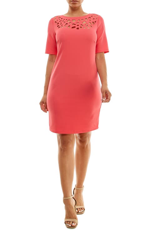 Cutout Elbow Sleeve Sheath Dress