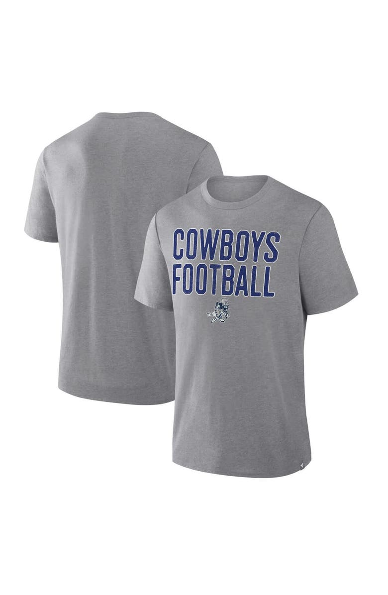 FANATICS Men's Fanatics Heather Gray Dallas Cowboys First Down Tribute Tri-Blend T-Shirt, Main, color, Heather Gray