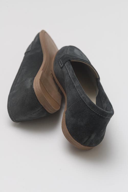 Forever & Always Shoes Dorothy Leather Loafer In Dusty Charcoal Suede Leather