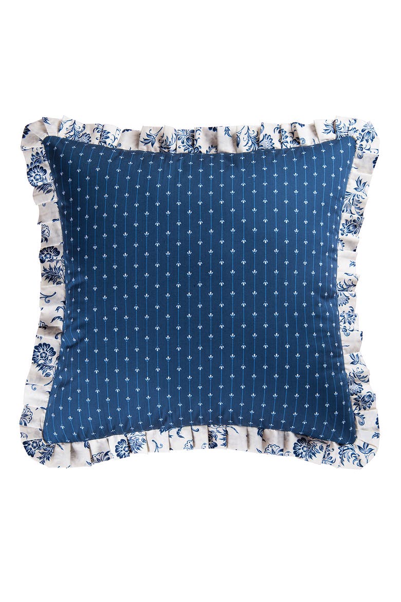 26" x 26" Colonial Williamsburg 26" x 26" Stafford Ruffle Cotton Euro Sham - Machine Washable, Main, color, Blue