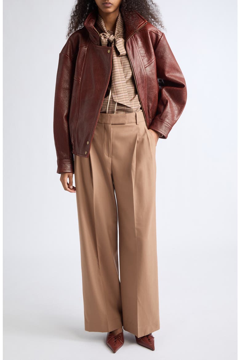 Luna Wide Leg Wool Blend Pants, Alternate, color, CAMEL