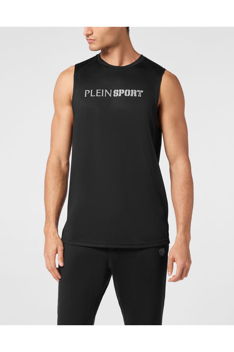 Reflective Tank Top Round Neck Men, Main, color, black