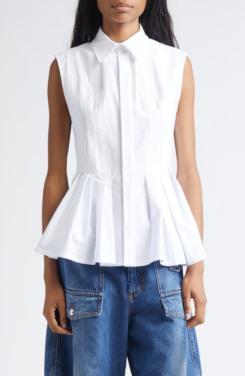 Certosa Pleated Poplin Peplum Top