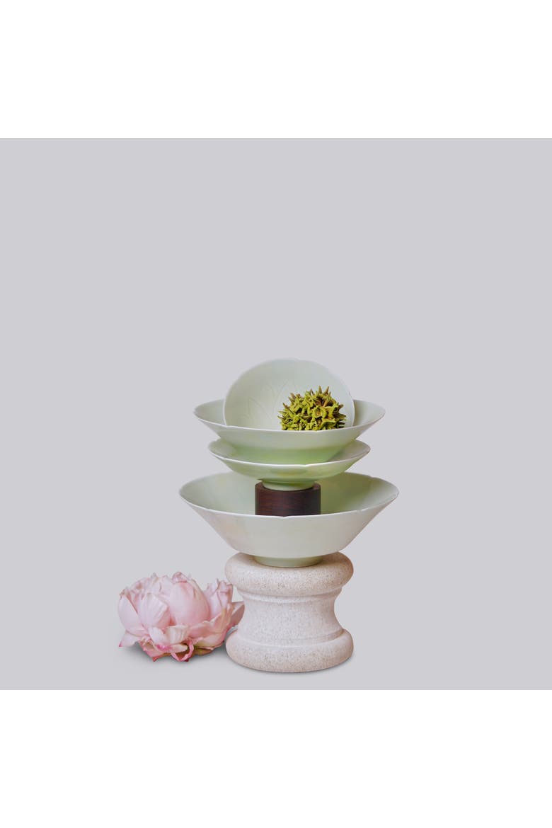 Porcelain Small Lotus Conical Bowl, Alternate, color, Green