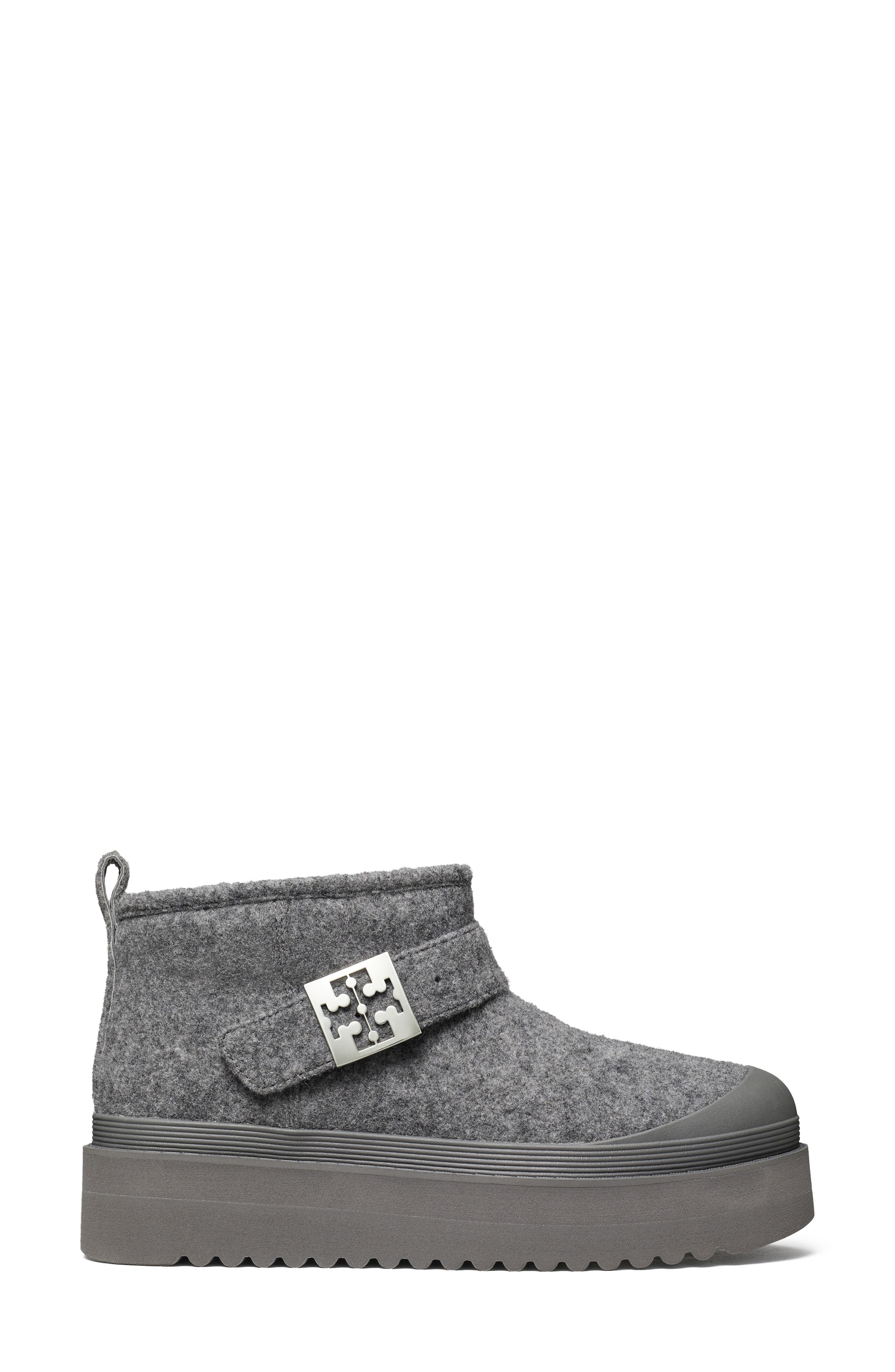 Tory Burch Mellow Genuine Shearling Lined Platform Boot, Alternate, color, Storm Cloud / Silver