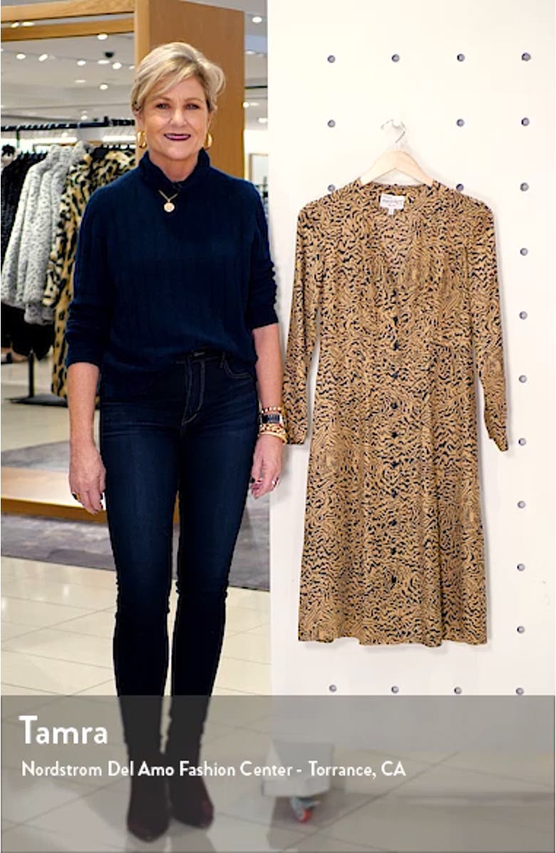 Lauren Print Long Sleeve Silk Shirtdress, sales video thumbnail