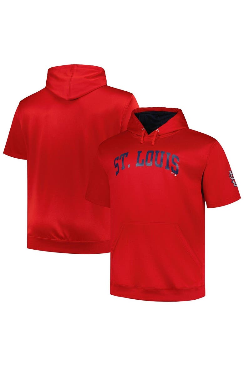 Men's Profile Red St. Louis Cardinals Big & Tall Contrast Short Sleeve Pullover Hoodie, Main, color, Red