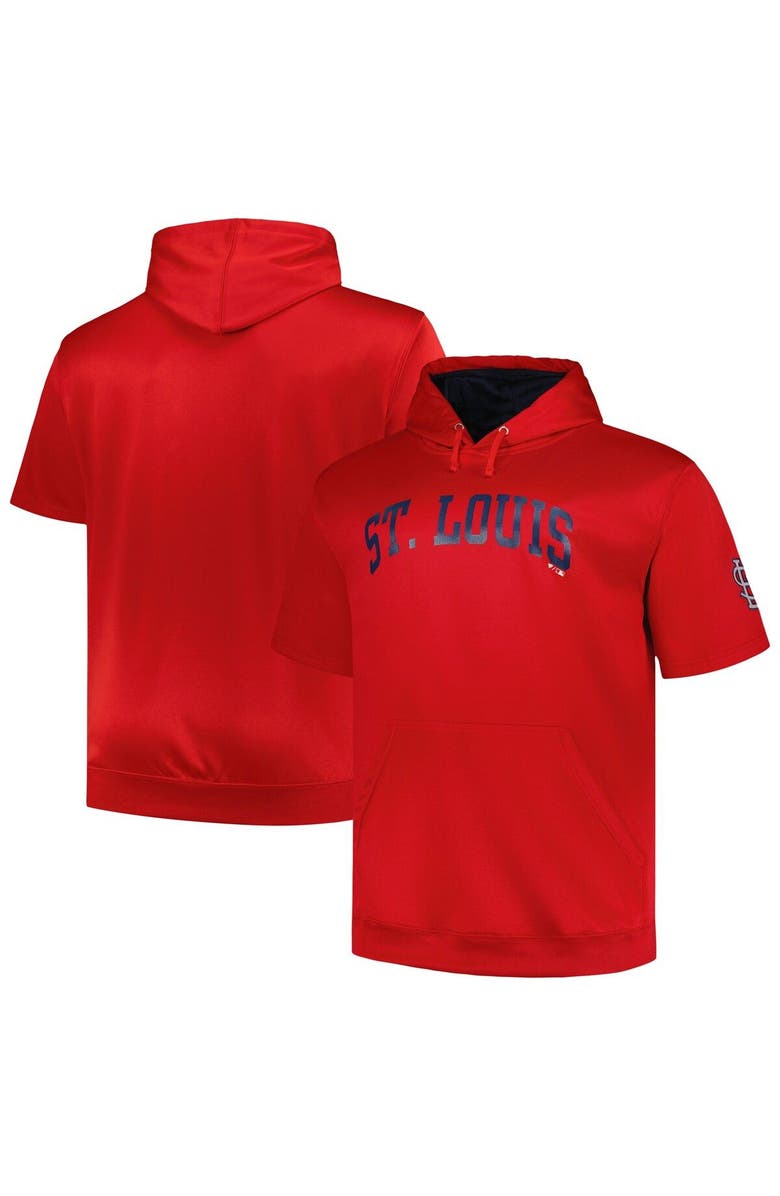 PROFILE Men's Profile Red St. Louis Cardinals Big & Tall Contrast Short Sleeve Pullover Hoodie, Main, color, Red