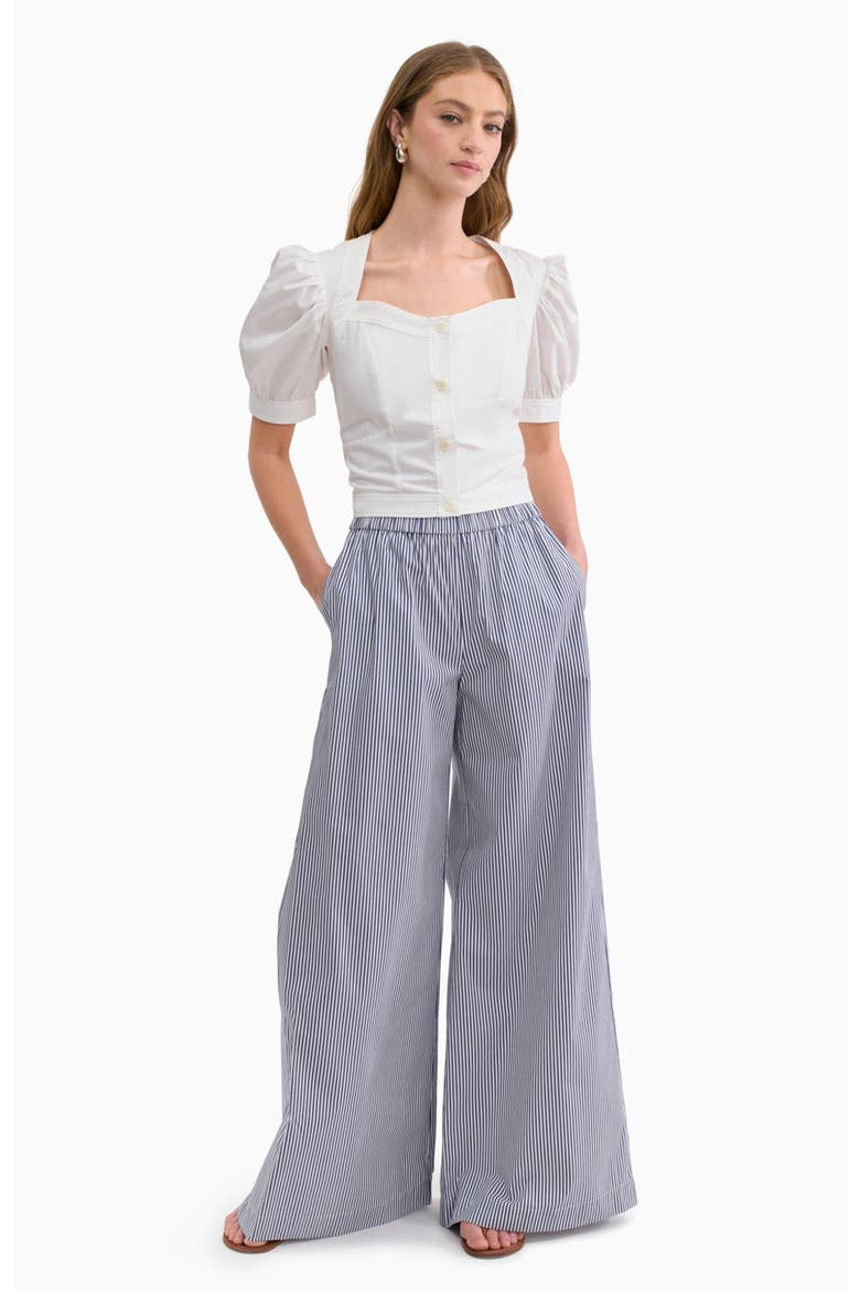 Joselene Poplin Pant, Main, color, Navy Stripe
