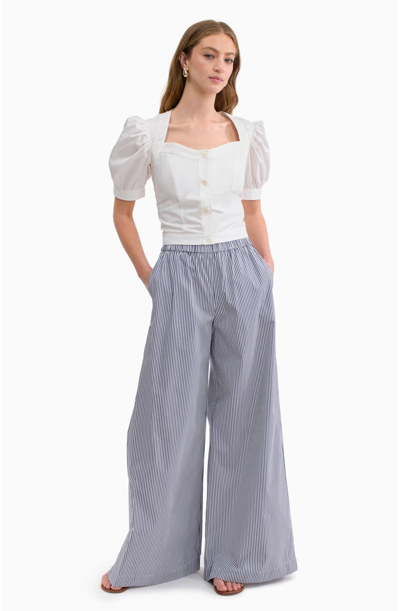 Rebecca Taylor Joselene Poplin Pant, Main, color, Navy Stripe
