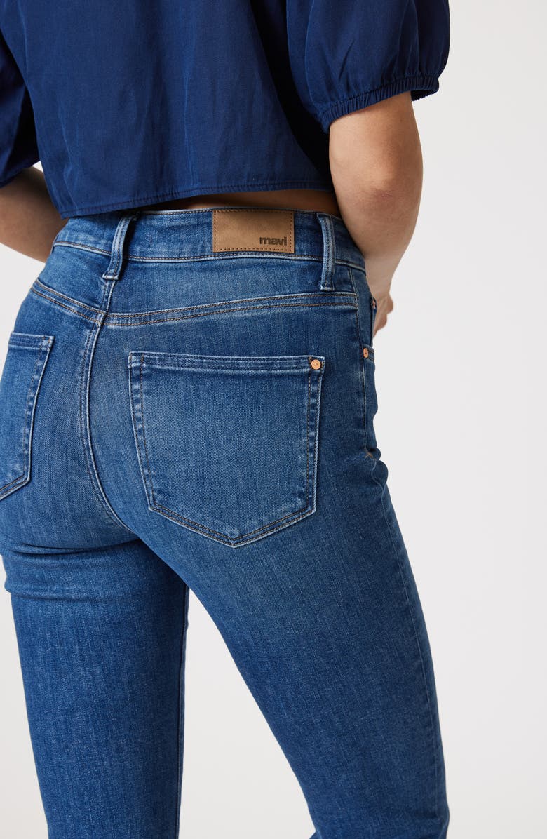 Mavi Jeans Viola Raw Hem High Waist Ankle Straight Leg Jeans, Alternate, color, Mid Brushed Flex Blue