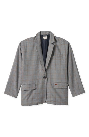 Brixton Axl Oversize Plaid Blazer In Gray