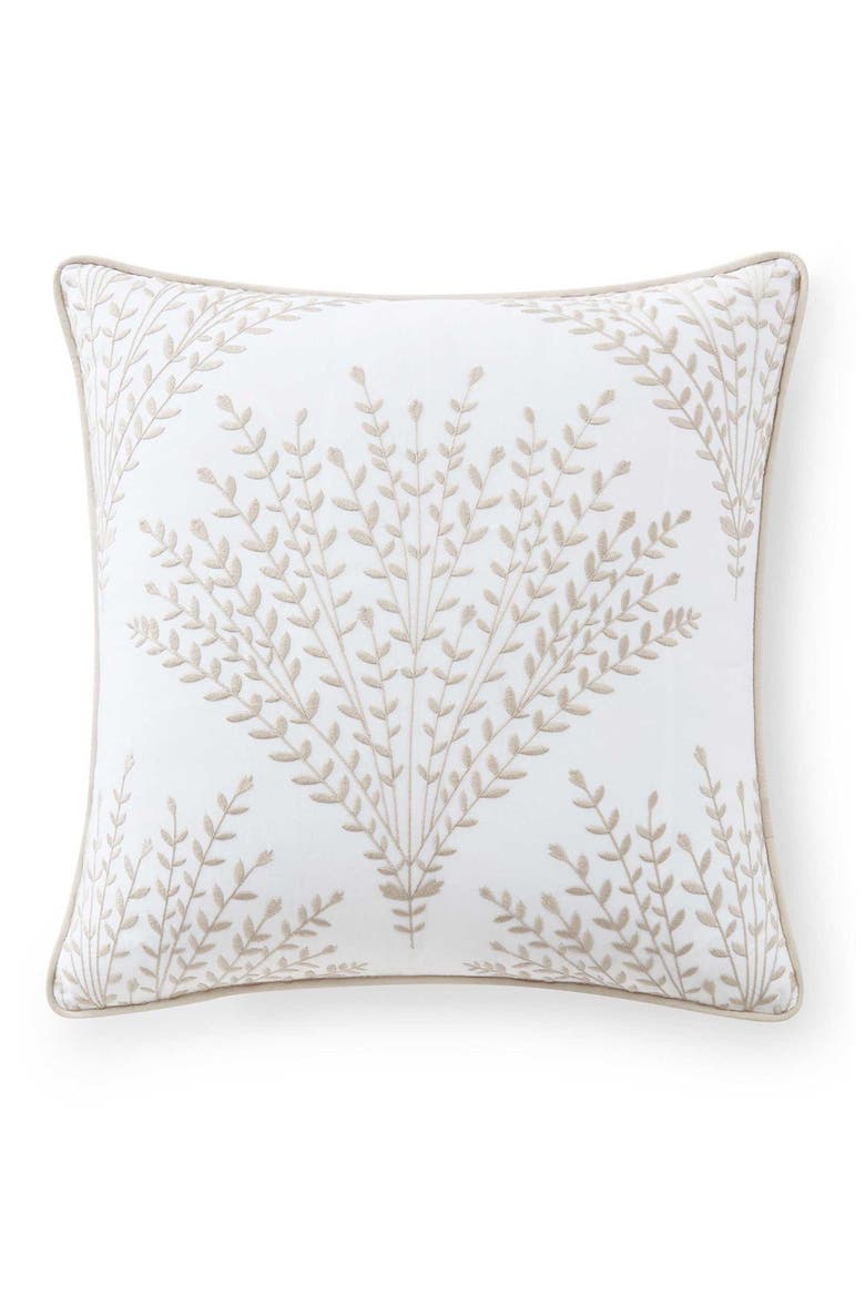 Cottage Leaf Cotton Decorative Pillow, Main, color, WHITE/ FEATHER