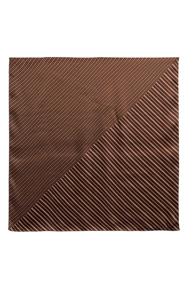 rag & bone Gia Silk Square Scarf, Alternate, color, Brown Stripe