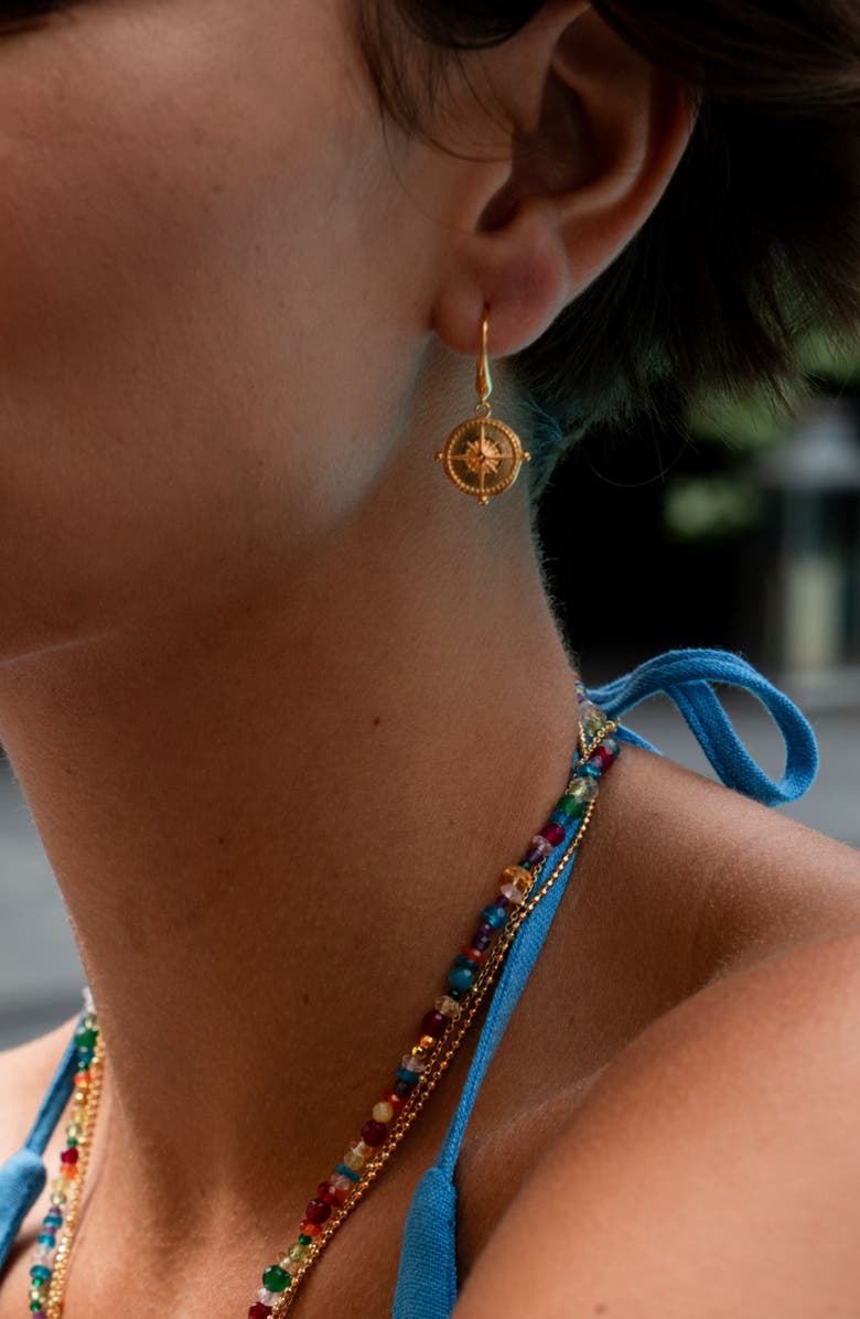 Dower & Hall True North Story Drop Earrings, Alternate, color, Yellow Gold Vermeil