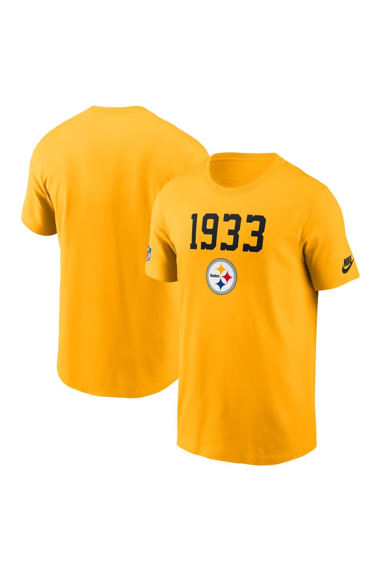 Men's Nike Gold Pittsburgh Steelers 1933 Alt Pack Onside Conversion Performance T-Shirt, Main, color, Gold
