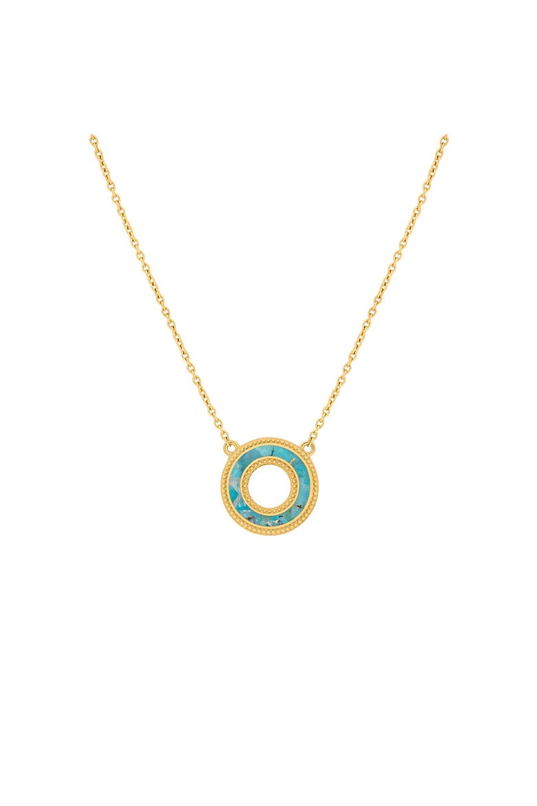 Elevated Existence Turquoise Karma Circle Gold Necklace, Main, color, Gold/Turquoise