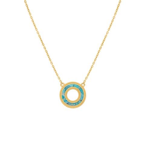 Elevated Existence Turquoise Karma Circle Gold Necklace