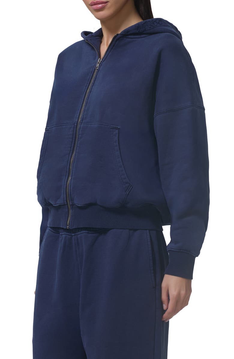 AFRM Oren Cotton Zip Hoodie, Alternate, color, Black Iris