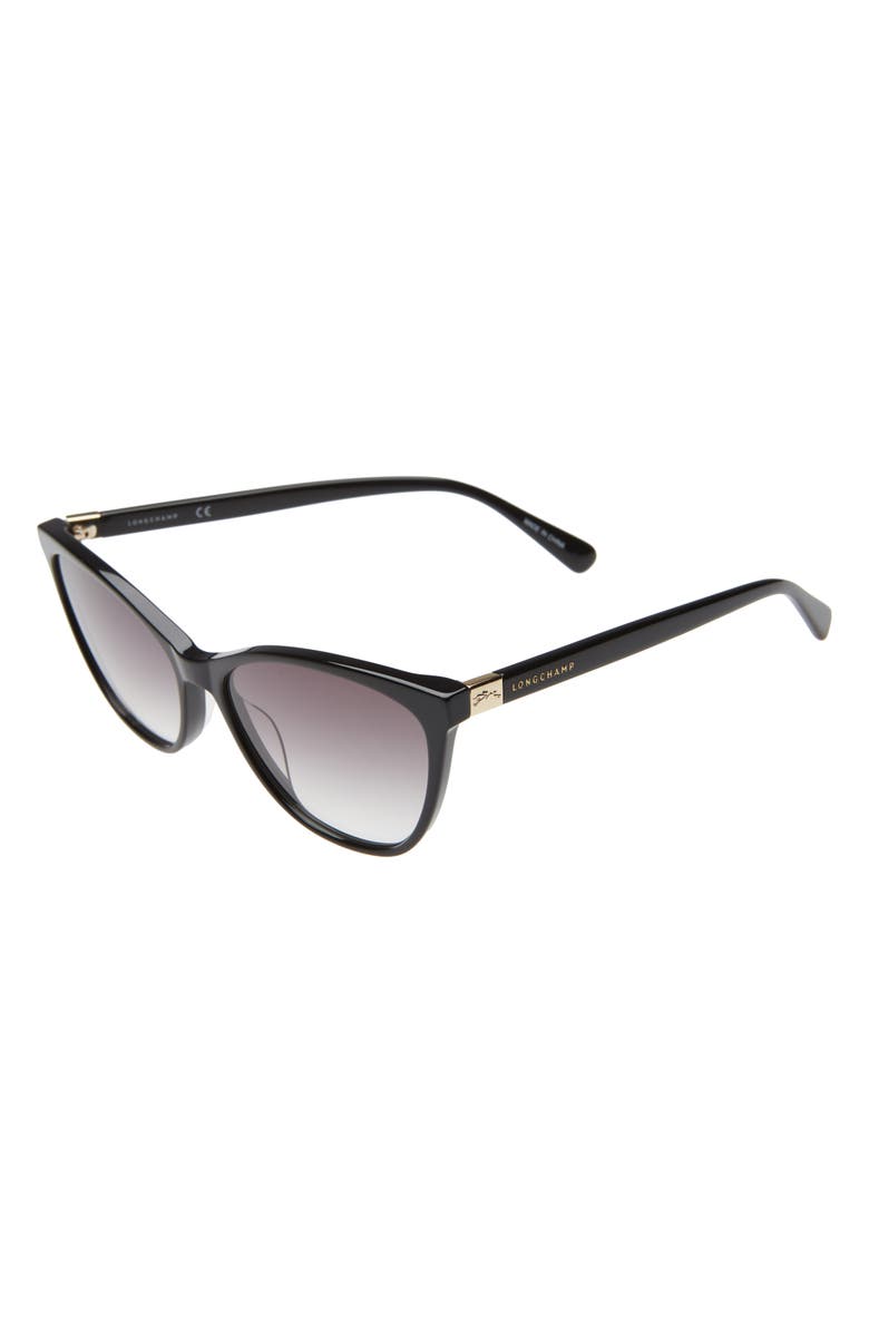 Longchamp Le Pliage 57mm Gradient Cat Eye Sunglasses, Alternate, color, Black