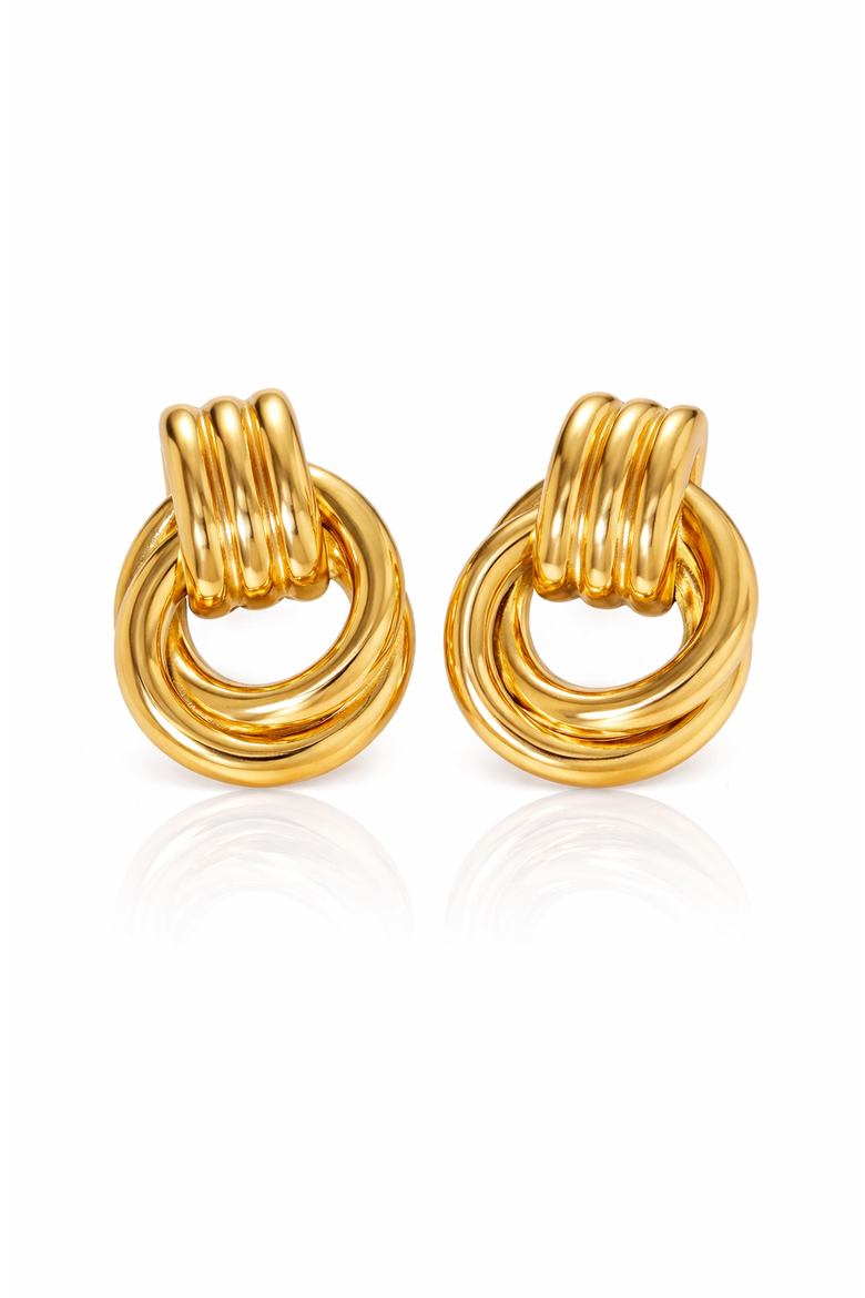 Sculptural Knot Drop Earrings Stainless Steel, Main, color, Gold