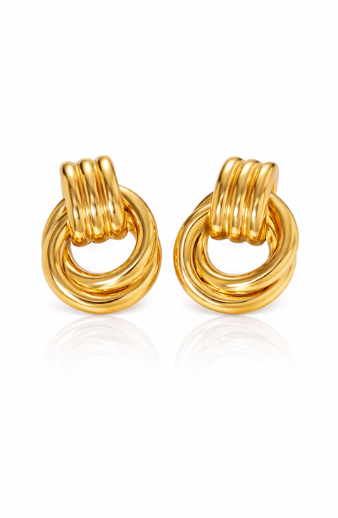 Sculptural Knot Drop Earrings Stainless Steel