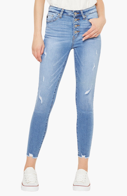 Kancan Cecilia High Rise Ankle Skinny Jeans In Blue