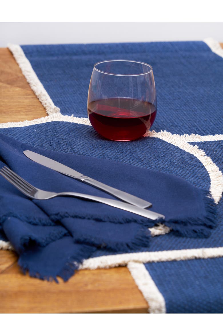 Fringed Vintage Indigo Placemats Set of 6, 14" x 20", Alternate, color, Blue