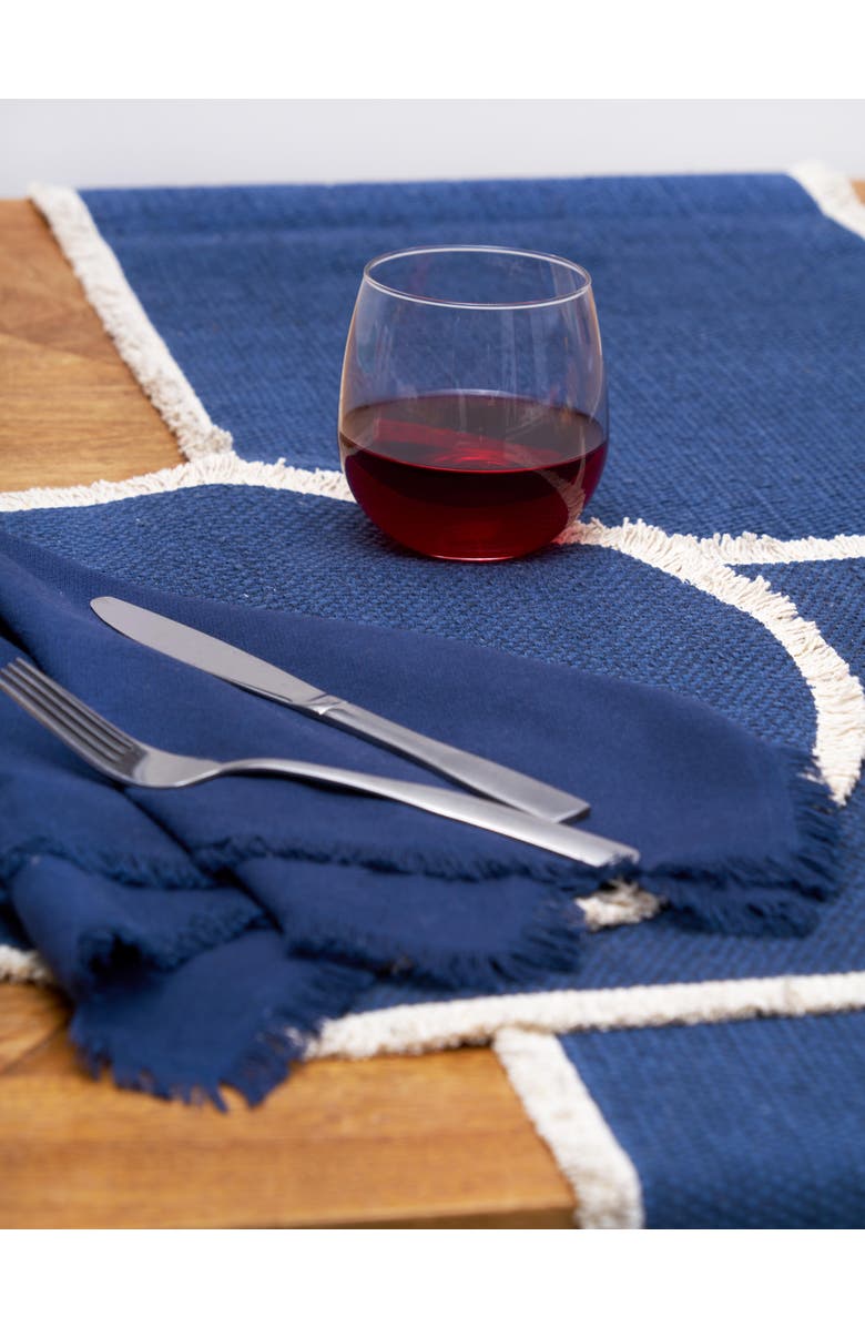C&F Home Fringed Vintage Indigo Placemats Set of 6, 14" x 20", Alternate, color, Blue
