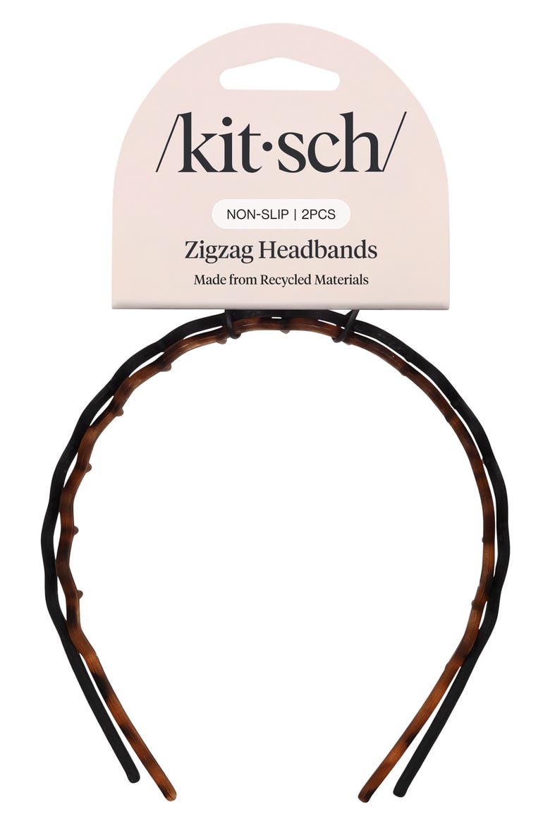 2-Pack Zigzag Headbands, Alternate, color, BLACK TORT