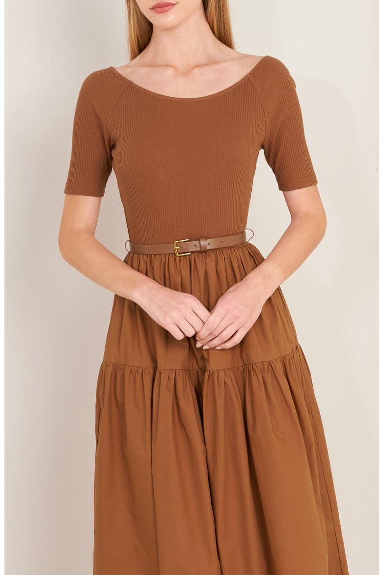 Belted Tiered Maxi Dress, Alternate, color, RUST