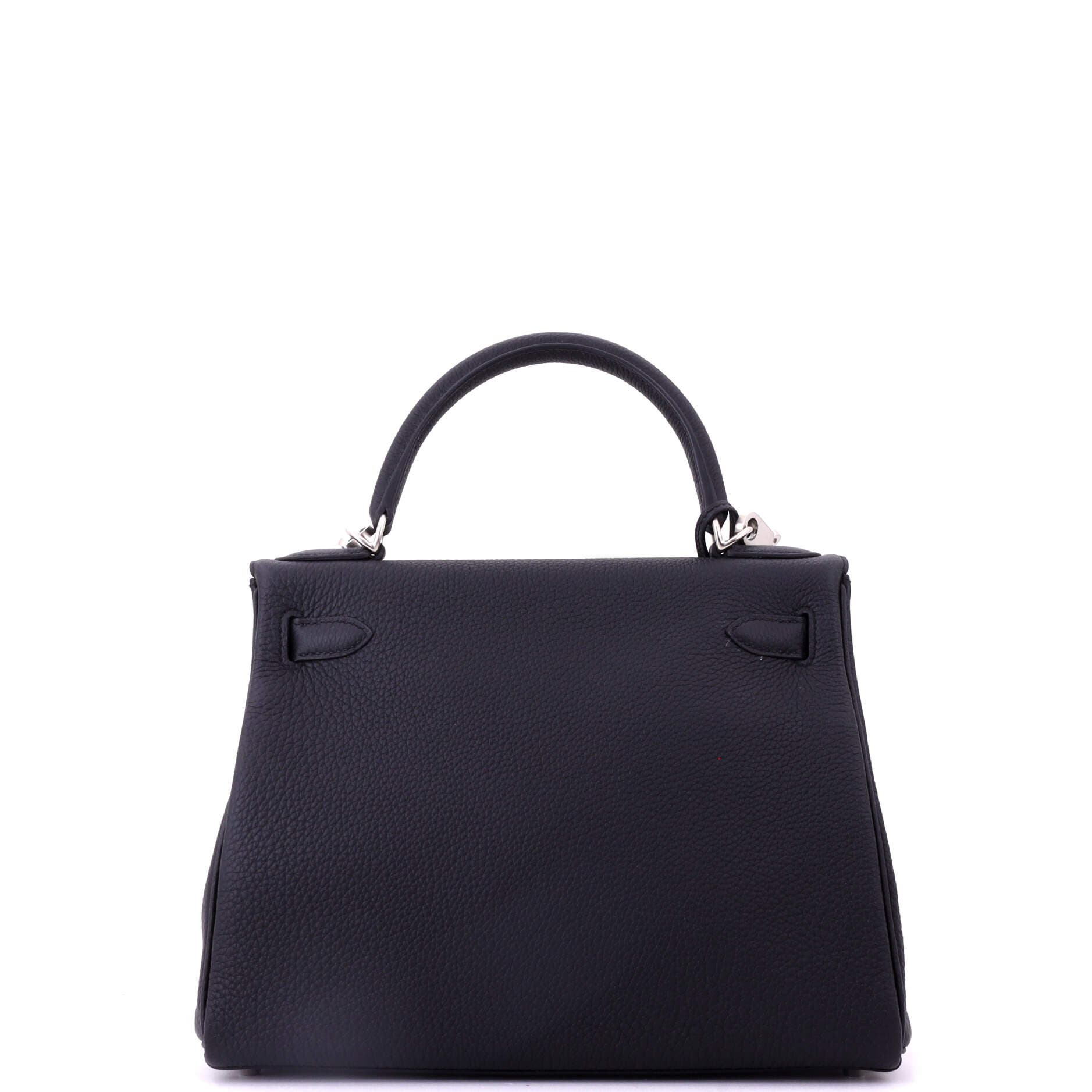 Pre-Owned Hermes Kelly Handbag Black Togo with Brushed Palladium Hardware 28, Alternate, color, Noir