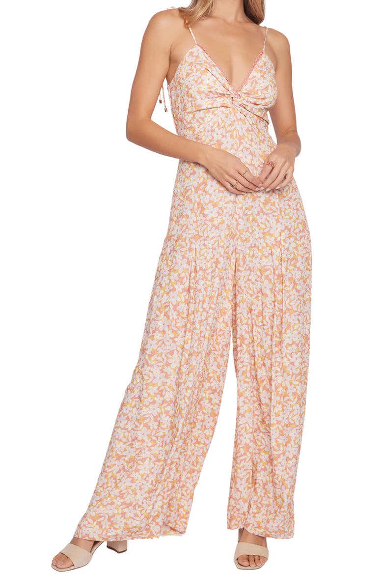 Coastal Daisies Wide Leg Jumpsuit, Main, color, ORANGE WHITE