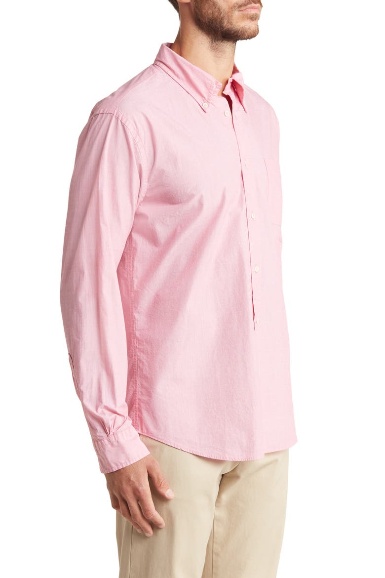 Solid Pink Button-Down Shirt, Alternate, color, EOELT RED