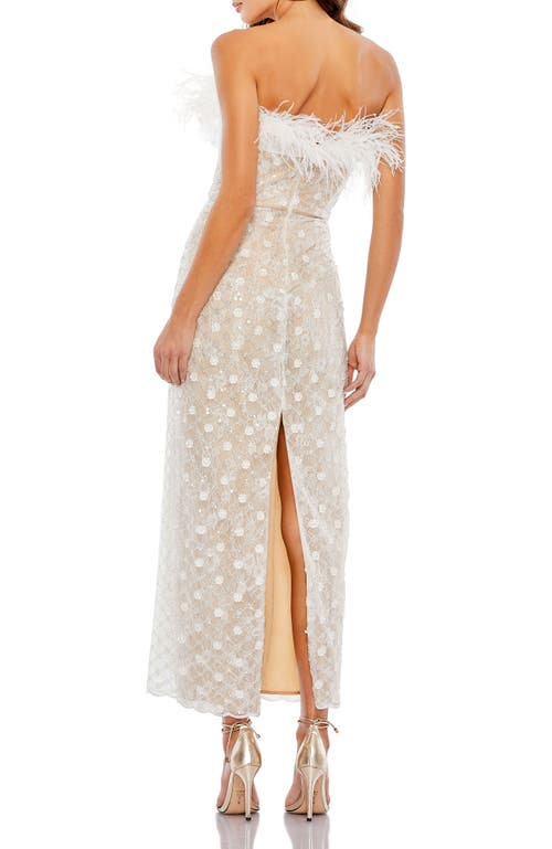 Mac Duggal Embellished Strapless Column Dress In White