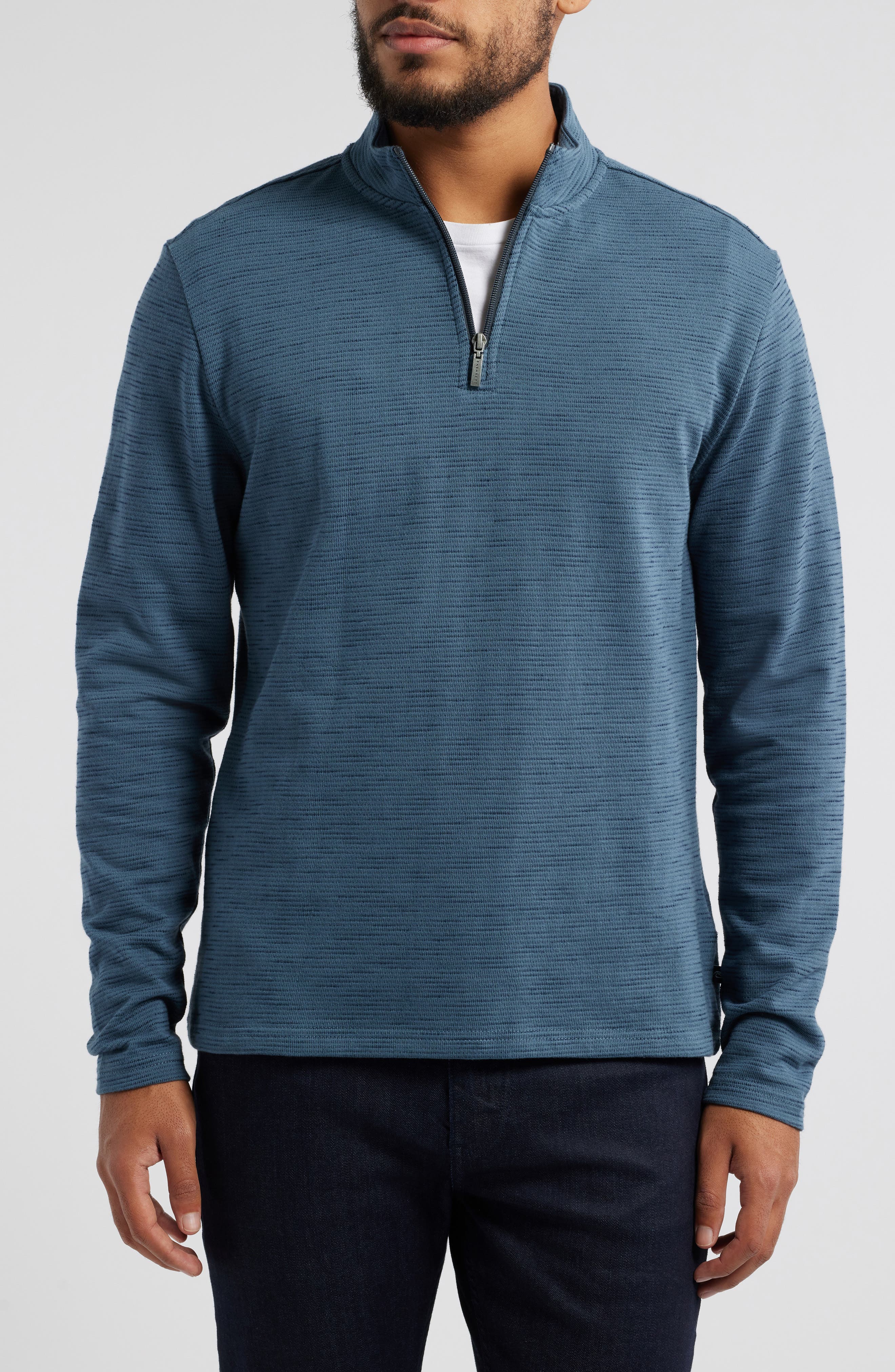 Robert Barakett Slitstone Broken Stripe Half Zip Pullover (Men ...