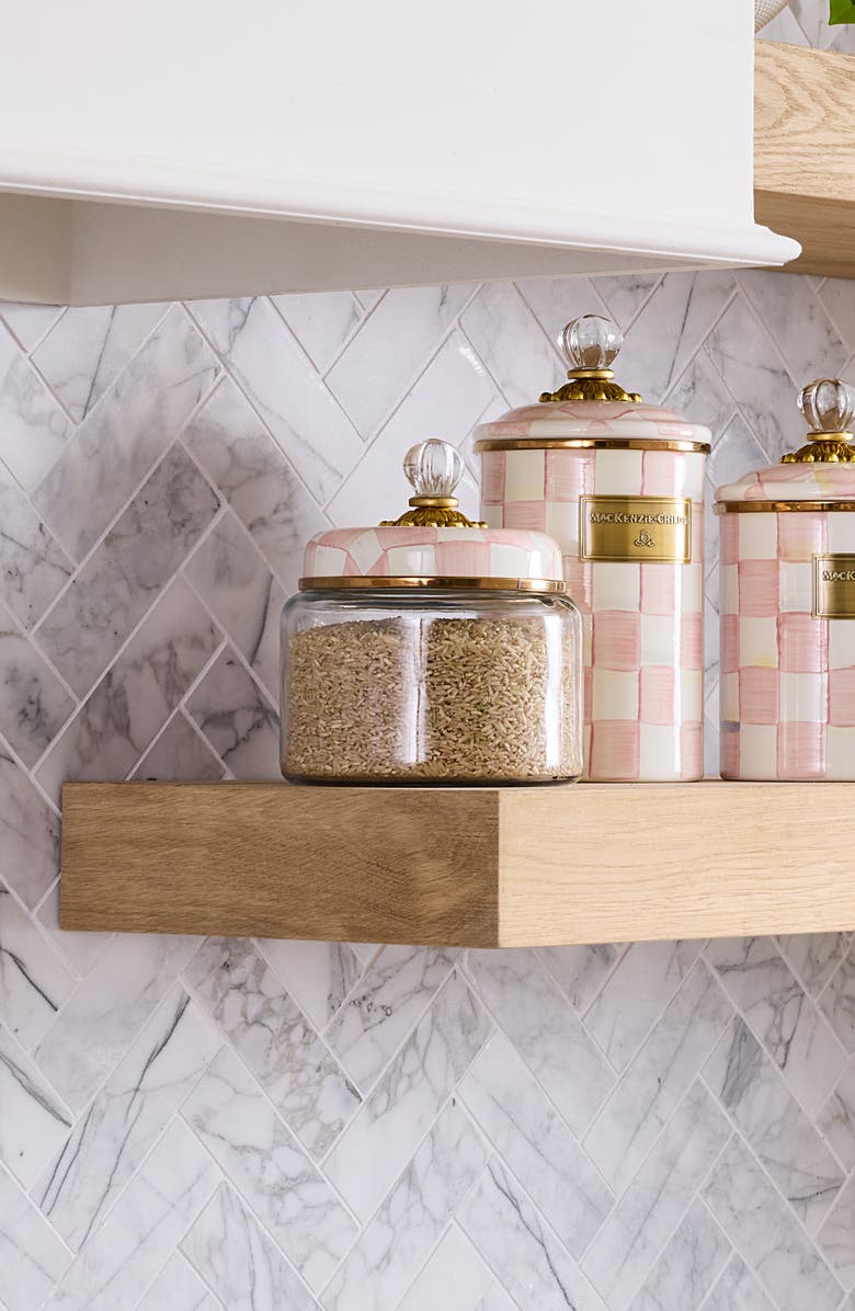 MACKENZIE CHILDS Rosy Check Small Kitchen Canister, Alternate, color, Rosy