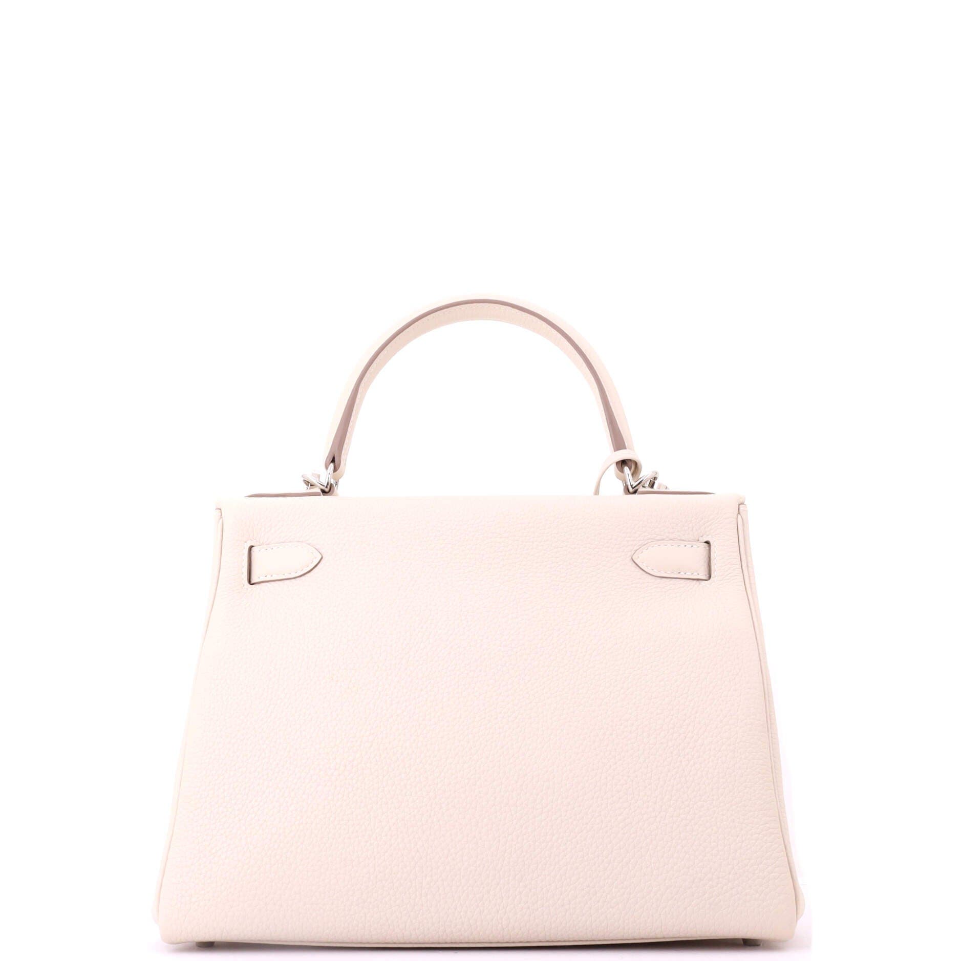 Pre-Owned Hermes Kelly Handbag Light Togo with Palladium Hardware 28, Alternate, color, Craie