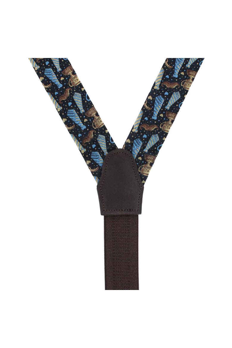 Father Knows Best Silk Button End Suspenders, Alternate, color, Navy Blue
