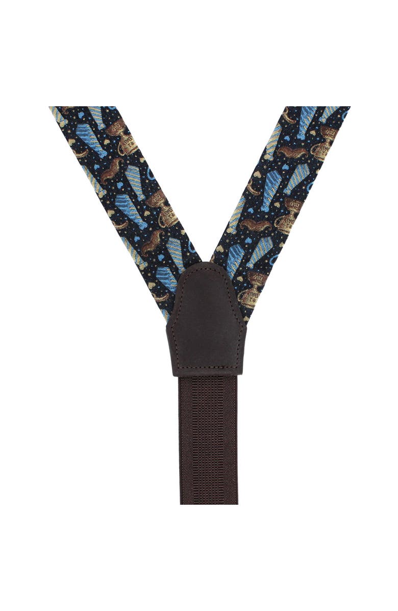 Trafalgar Father Knows Best Silk Button End Suspenders, Alternate, color, Navy Blue