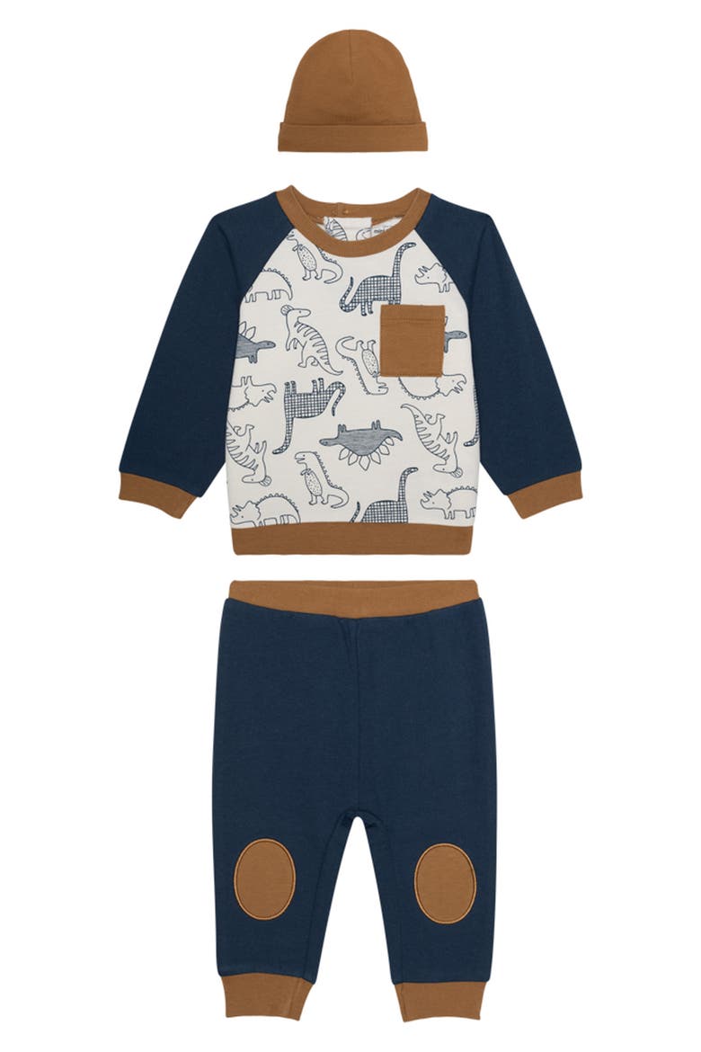 Sweatshirt, Joggers & Beanie Set, Main, color, NAV-DINO