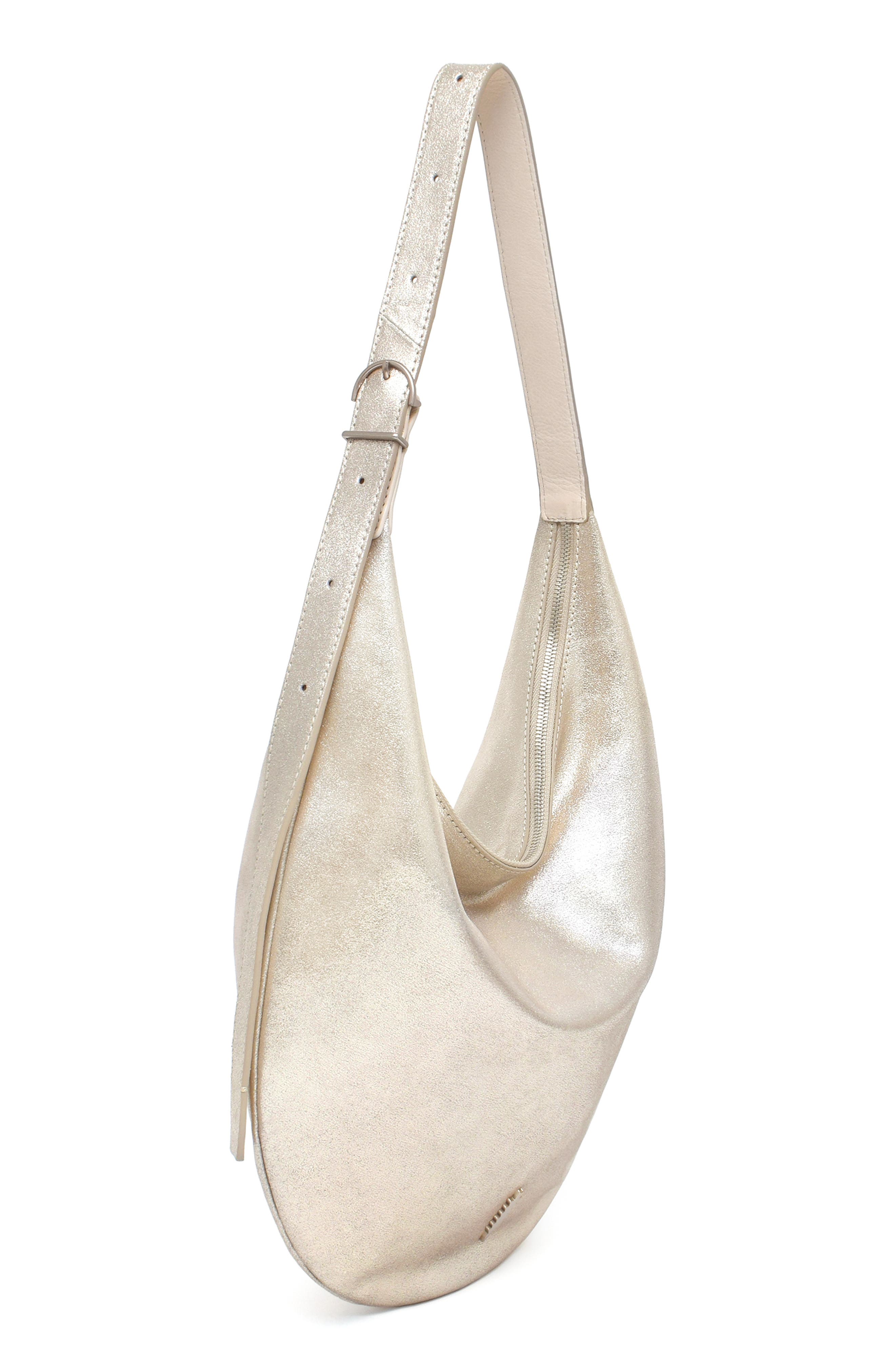 Thacker Wyatt Shimmer Leather Hobo, Alternate, color, Champagne
